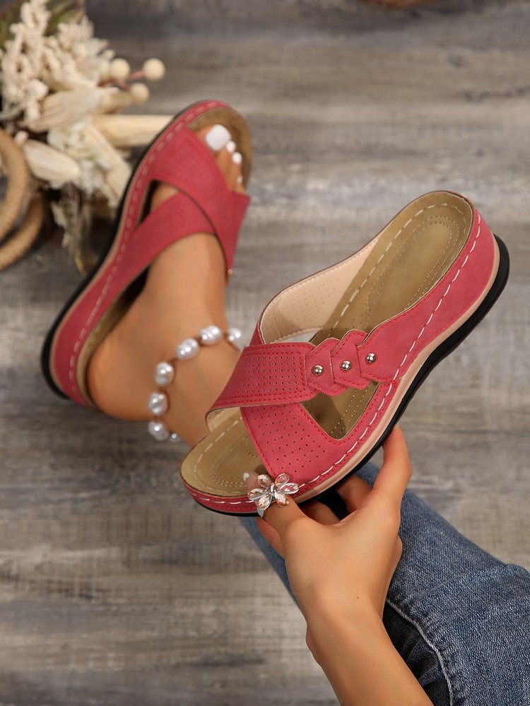 Damen bequeme Sandalen mit atmungsaktiven Schnallen und modischem Design EB