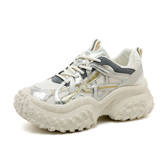Damen Sportliche Chunky Sneakers mit atmungsaktivem Mesh-Obermaterial und dämpfender Laufsohle EB