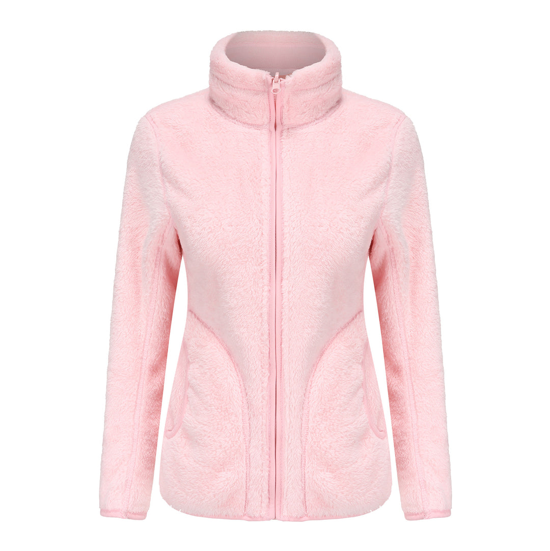 Damen nan kuschelige Fleecejacke mit hohem Stehkragen, durchgehendem Reißverschluss und figurformenden Nähten EB