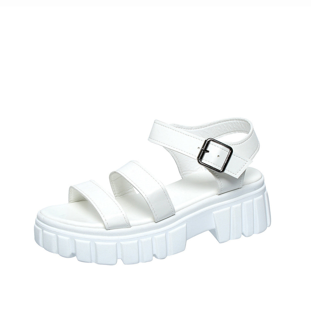 Damen Komfortable Plateau-Sandalen mit verstellbarem Riemen und rutschfester Sohle EB