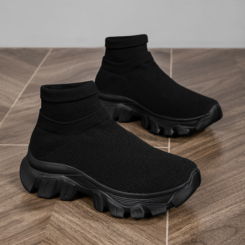 Damen Stricksneaker mit hohem Schaft und rutschfester Sohle EB