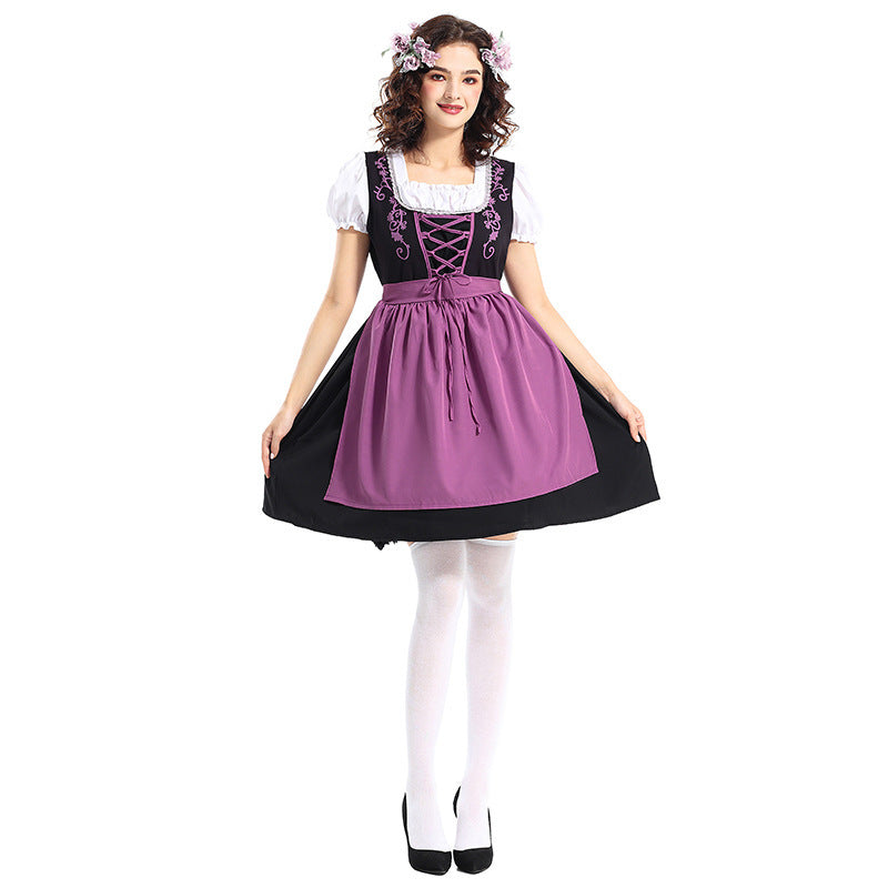 Damen nan traditionelles Dirndlkleid mit dekorativer Schnürung und abnehmbarer Schürze EB