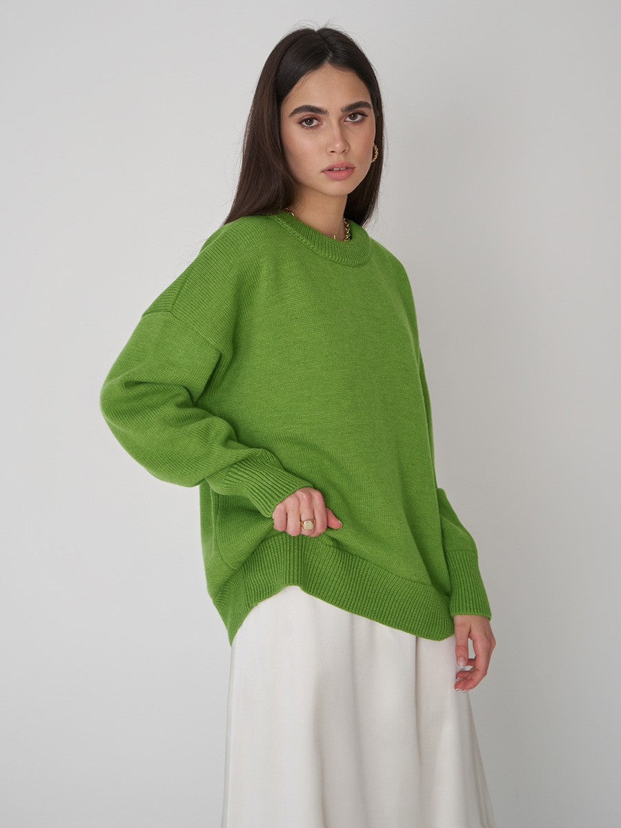 Damen Bequemer Oversized Pullover aus hochwertigem Strick EB