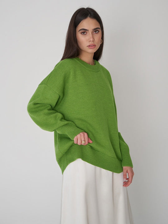 Damen Bequemer Oversized Pullover aus hochwertigem Strick EB