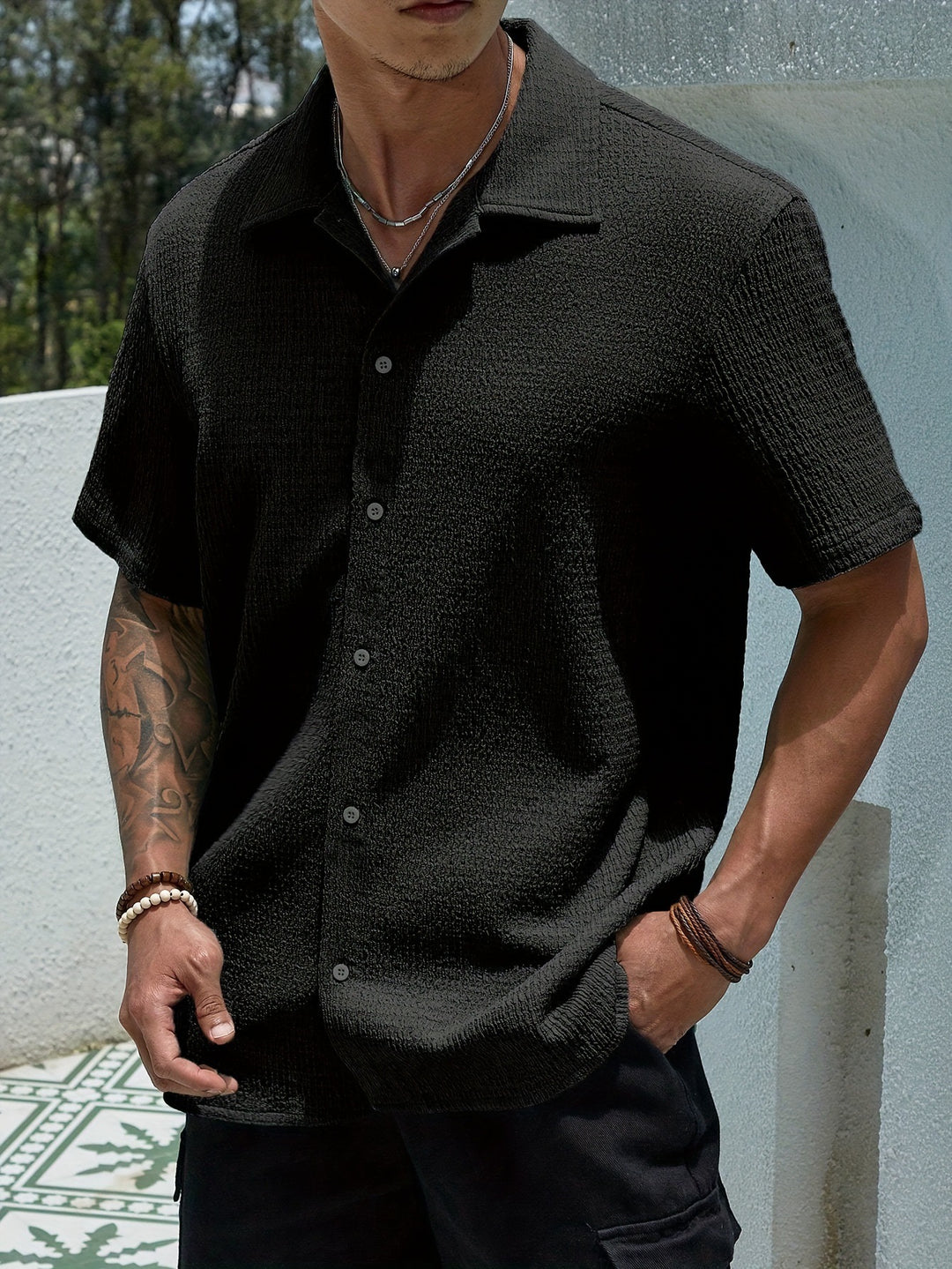 Herren trendiges Kurzarmhemd EB