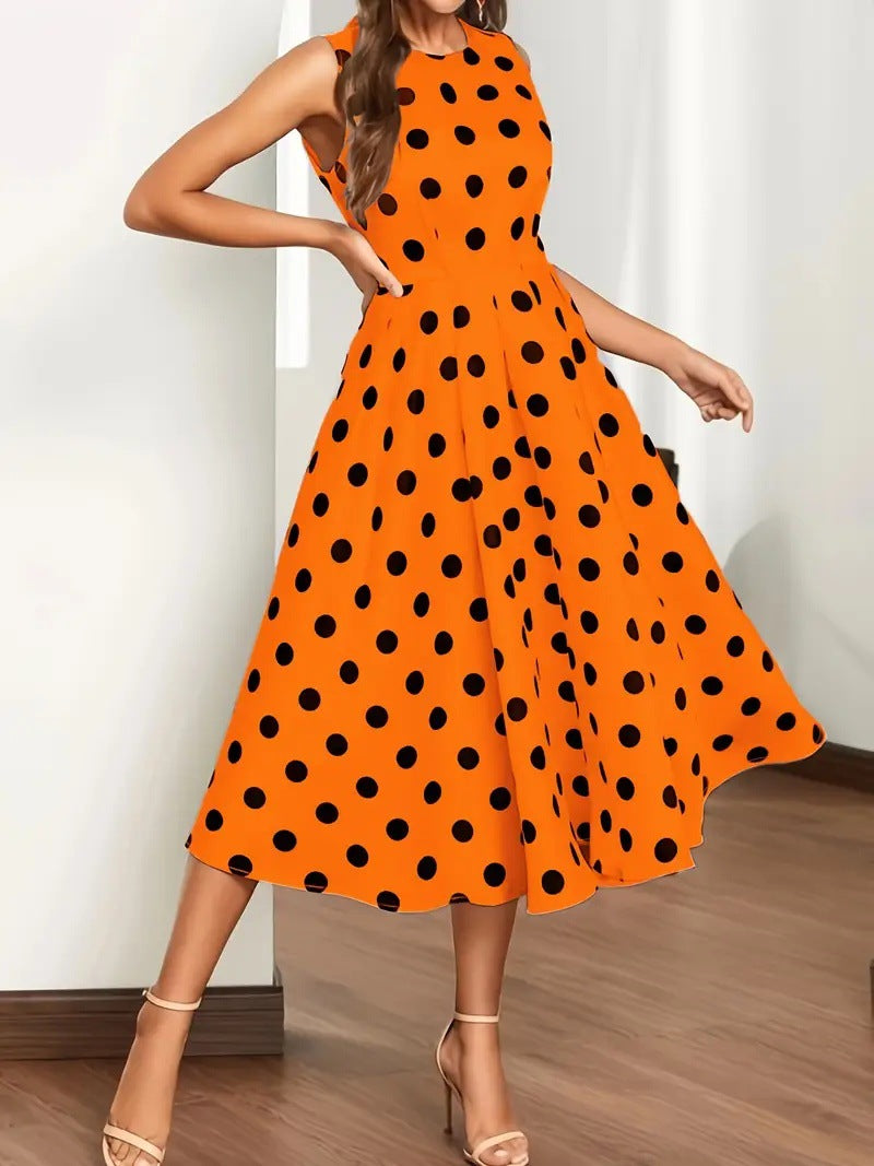 Damen A-Linie Kleid mit Polka-Dots EB