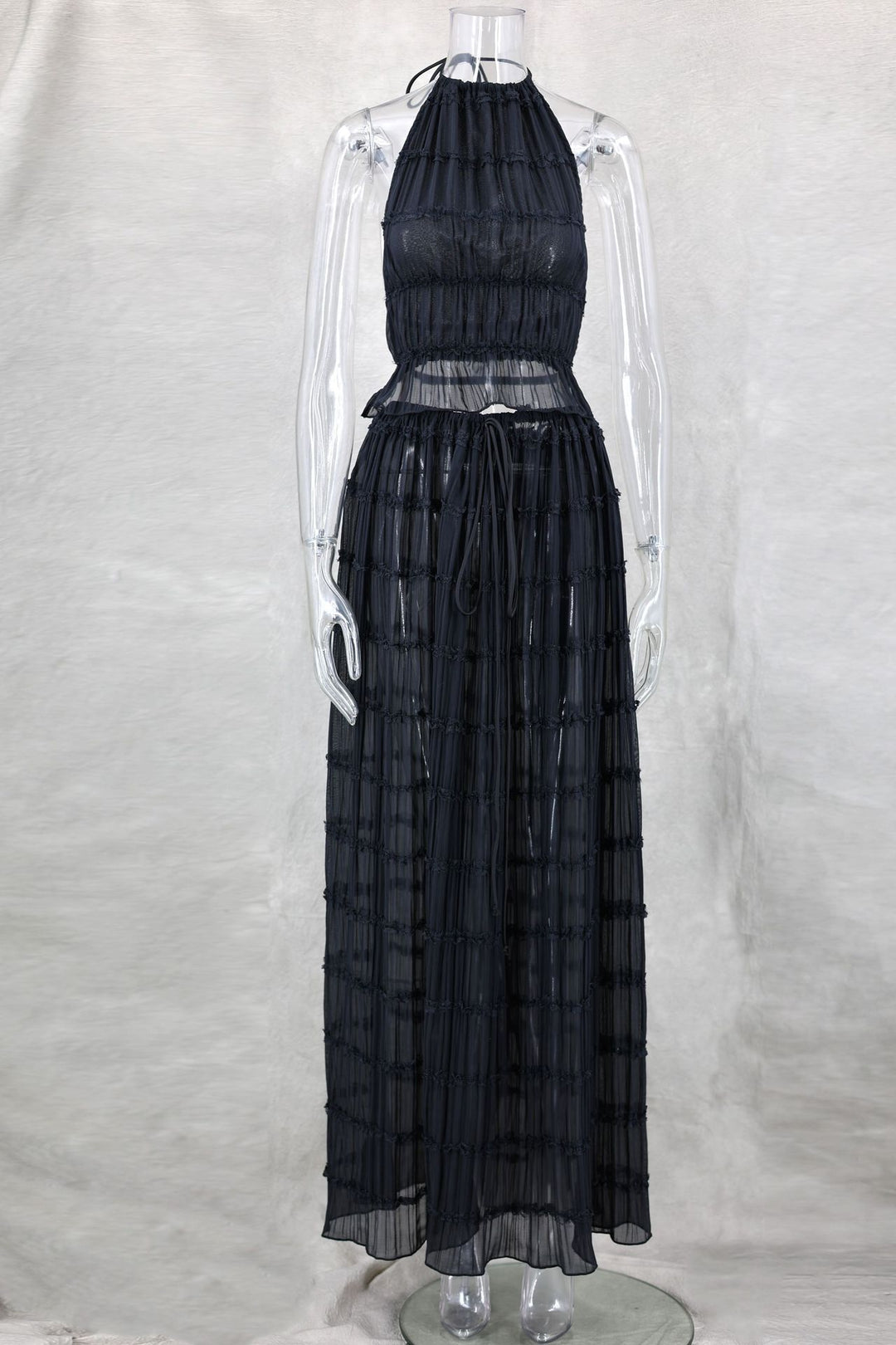 EB | Neckholder Spitzenweste langes Kleid Set