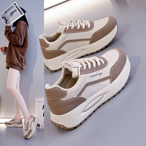 Damen Plateau Sneakers mit atmungsaktiver Mesh-Oberfläche und gepolsterter Sohle EB