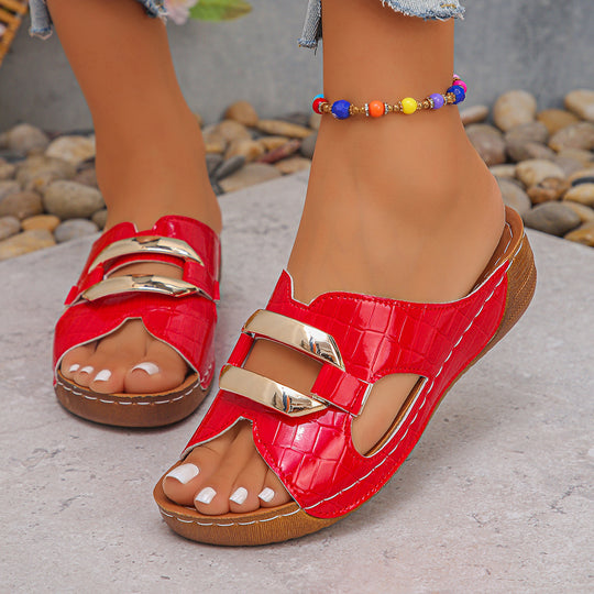 Damen Komfortable Mules mit elegantem Riemendesign EB