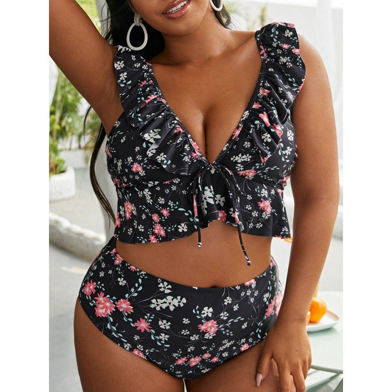 Damen Bikini-Set mit Rüschendesign und verstellbarem Oberteil EB