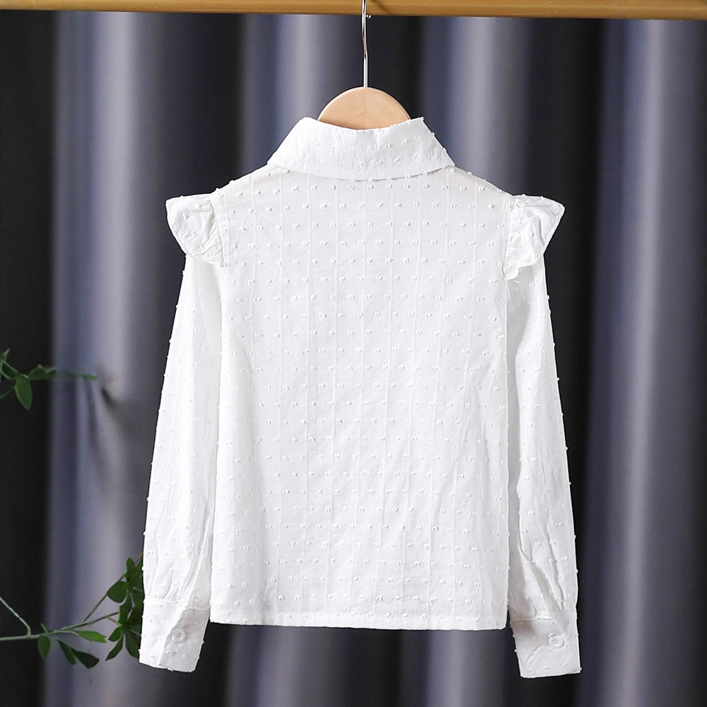 Mädchen Bluse mit romantischen Rüschen und Spitzenverzierungen EB
