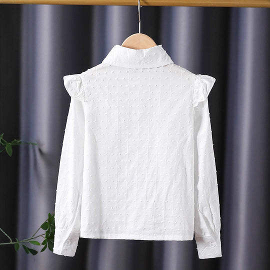 Mädchen Bluse mit romantischen Rüschen und Spitzenverzierungen EB