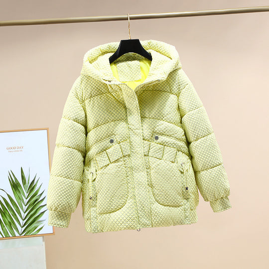 Damen Modische leichte Pufferjacke mit praktischen Taschen und Kapuze EB