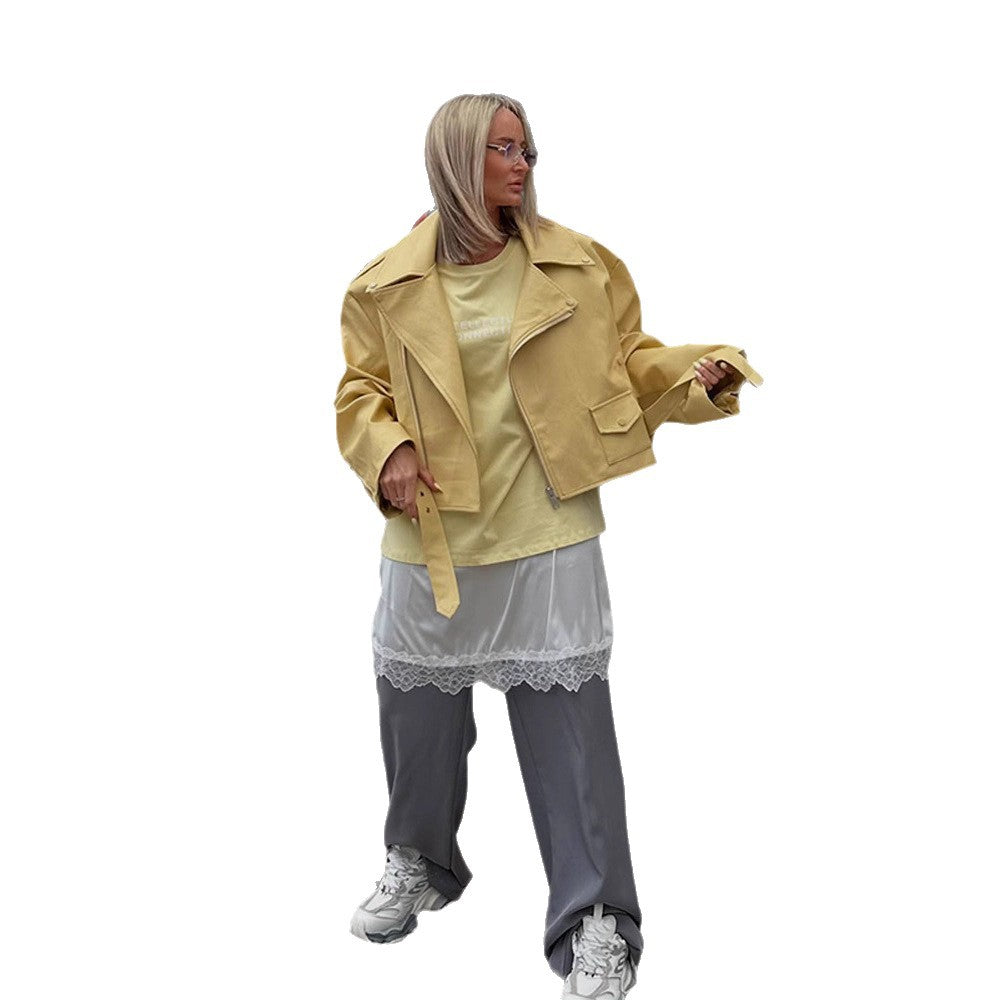 Damen Oversized Bikerjacke mit schmeichelndem Schnitt EB