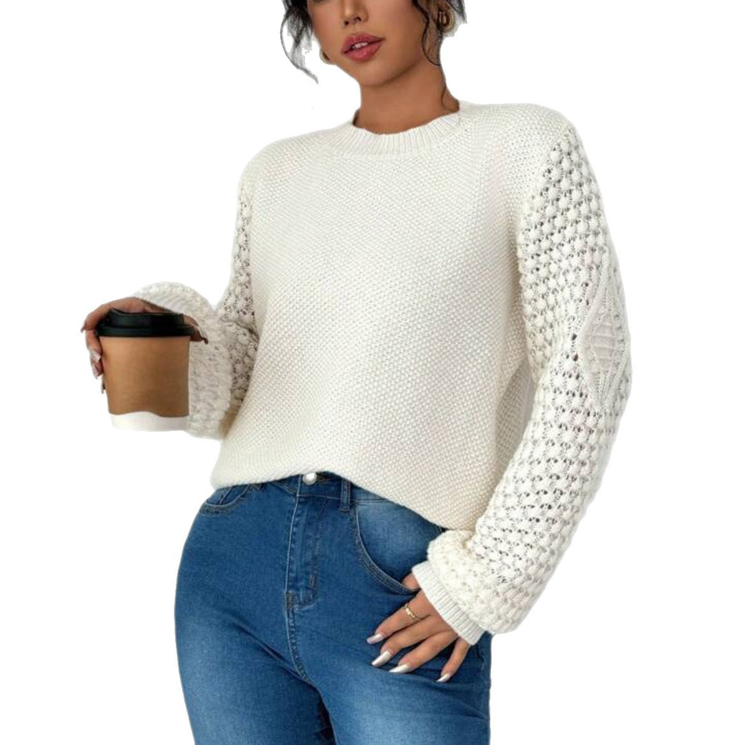 Damen modischer Pullover mit raffinierten Strickdetails EB