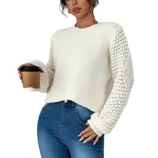 Damen modischer Pullover mit raffinierten Strickdetails EB