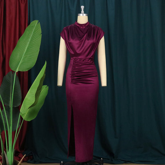 Damen Maxikleid mit elegantem V-Ausschnitt und schickem Schlitz EB