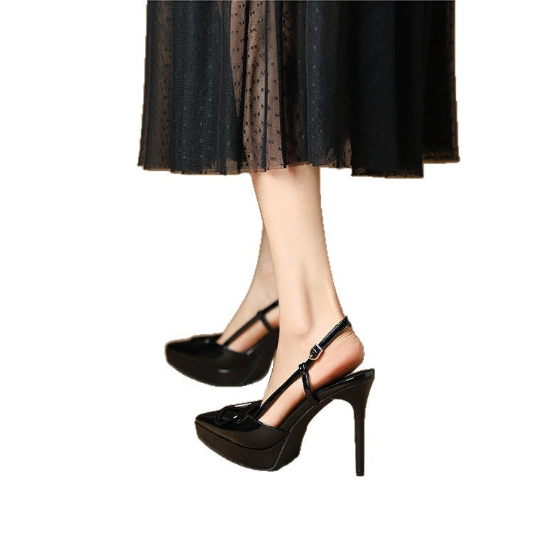Damen Slingback Pumps mit elegantem Riemen und modischem Schleifenakzent EB