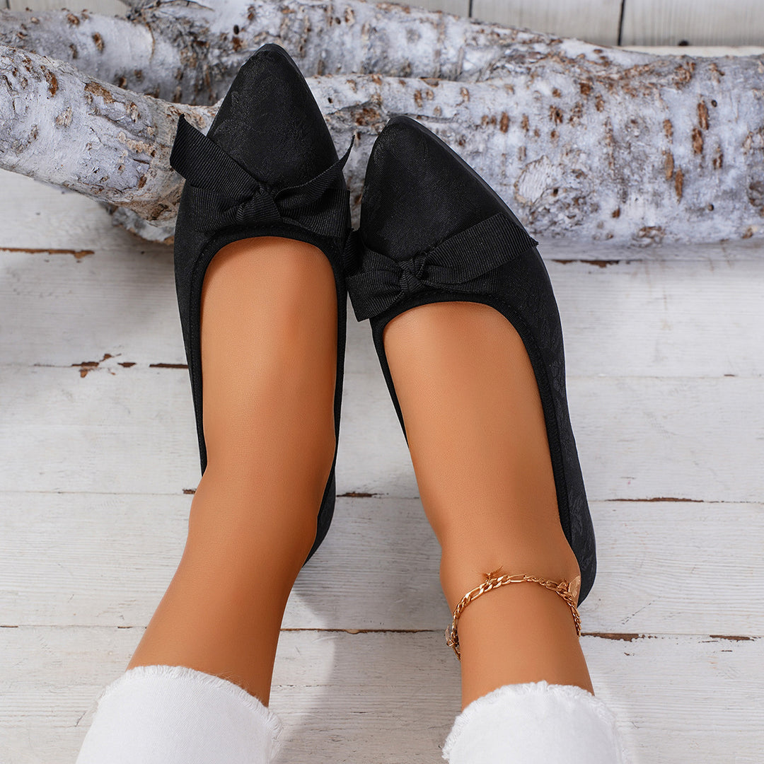 Damen Ballerinas mit floralem Muster und Schleifenverzierung EB