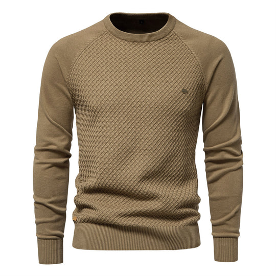 Herren Strickpullover mit modernem Strukturmuster und Rundhalsausschnitt EB