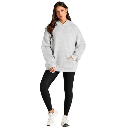 Damen nan oversized Kapuzenpullover mit verlängerter Silhouette und Kängurutasche EB
