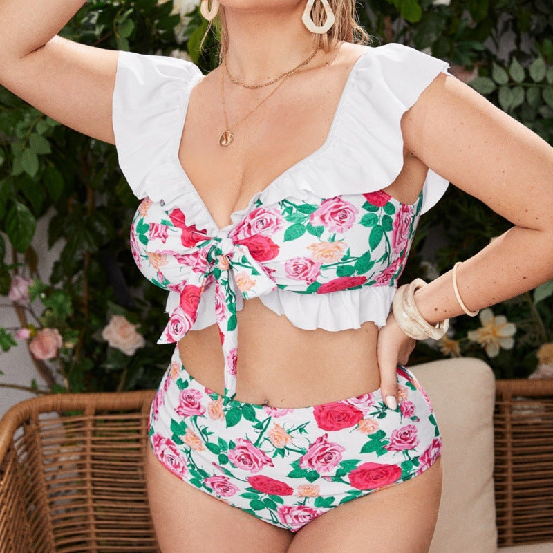 Damen Bikini-Set mit verspieltem Rüschendesign und floralem Muster EB