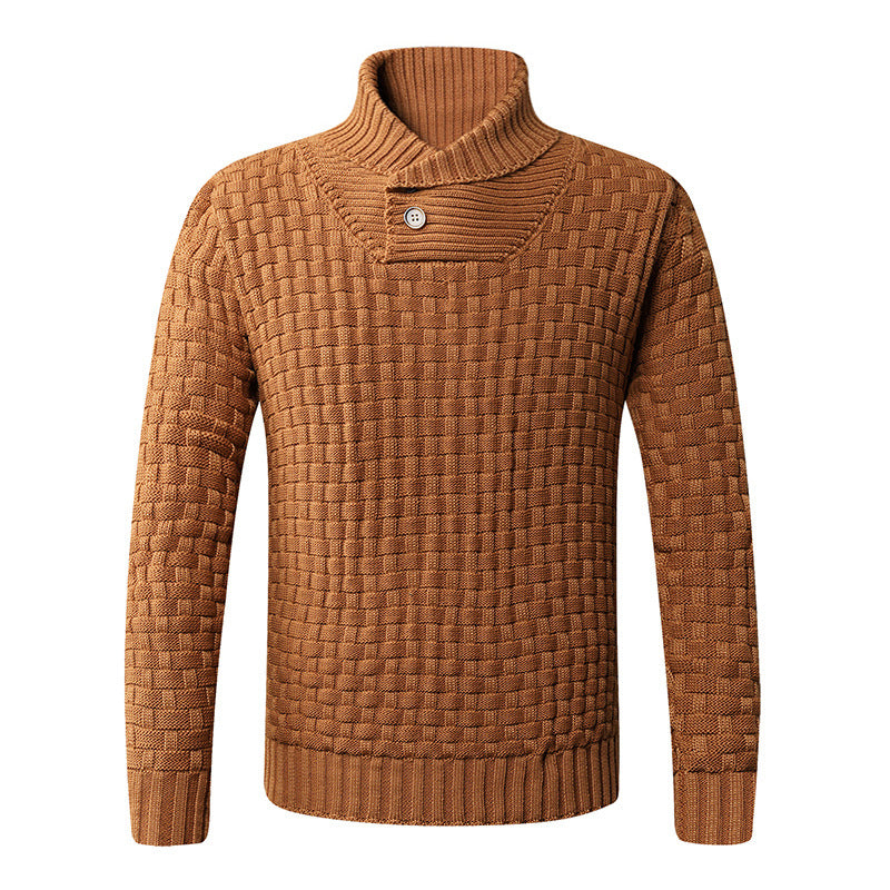 Herren Strickpullover mit modernem Zopfmuster und Stehkragen EB