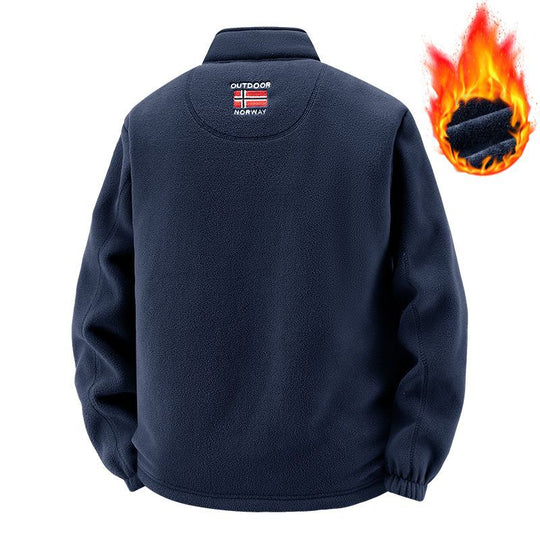Herren Thermo-Fleecejacke mit vollflorigem Teddyfutter, verdeckter Reißverschluss-Innentasche und hohem Stehkragen EB