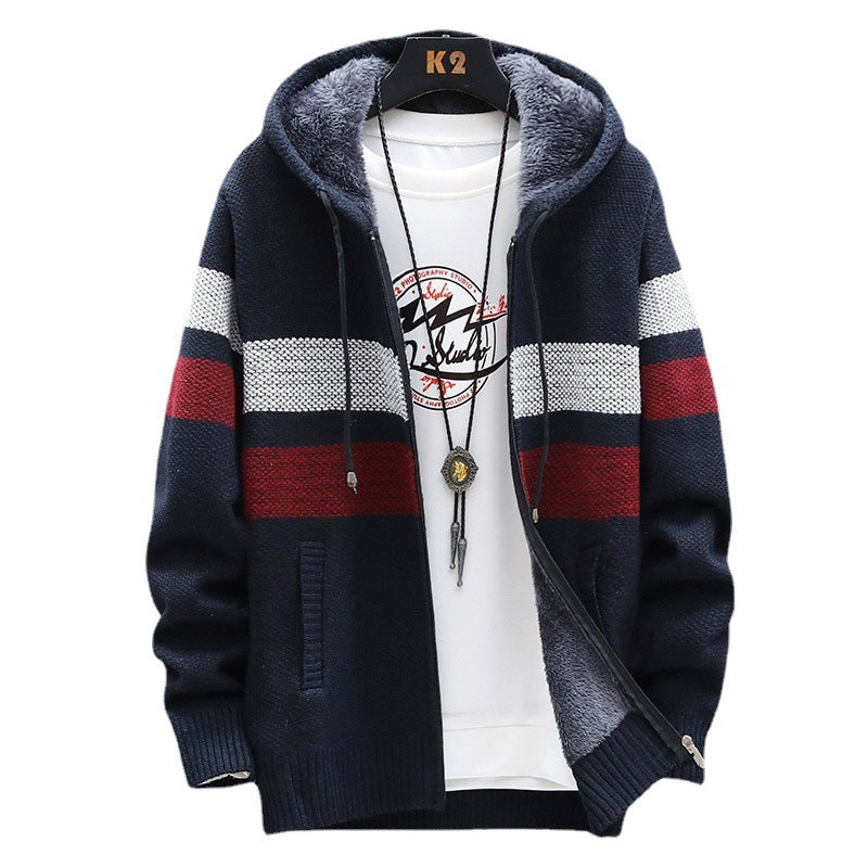 Herren Fleece-Hoodie mit hohem Kragen und Struktur EB