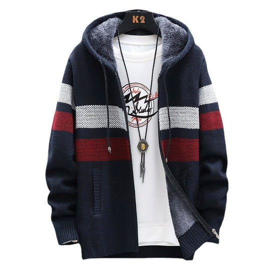 Herren Fleece-Hoodie mit hohem Kragen und Struktur EB