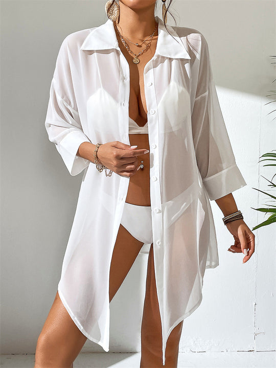 Damen transparenter Strandüberwurf EB