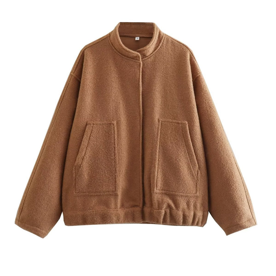 Damen lässige Oversized-Jacke aus hochwertigem Stoff EB