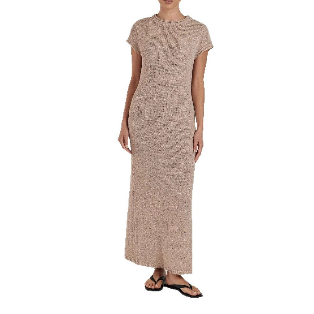 Damen elegantes Maxikleid mit fein strukturiertem Material und modernen Details EB
