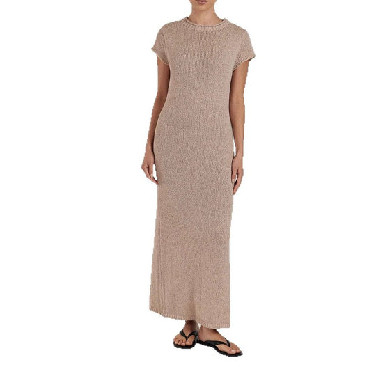 Damen elegantes Maxikleid mit fein strukturiertem Material und modernen Details EB