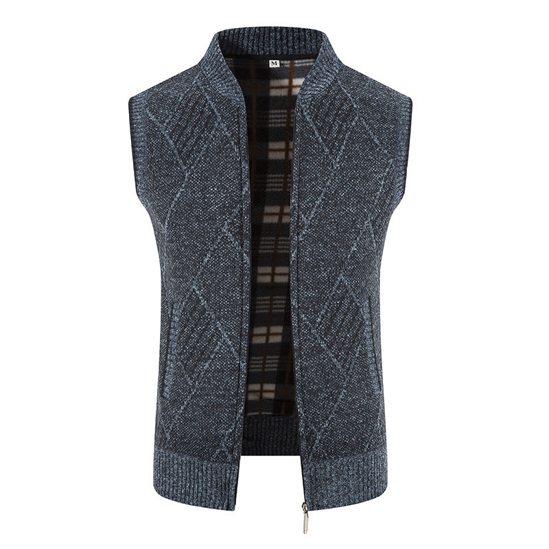 Herren Strickjacke ohne Ärmel mit modernem Zopfmuster EB