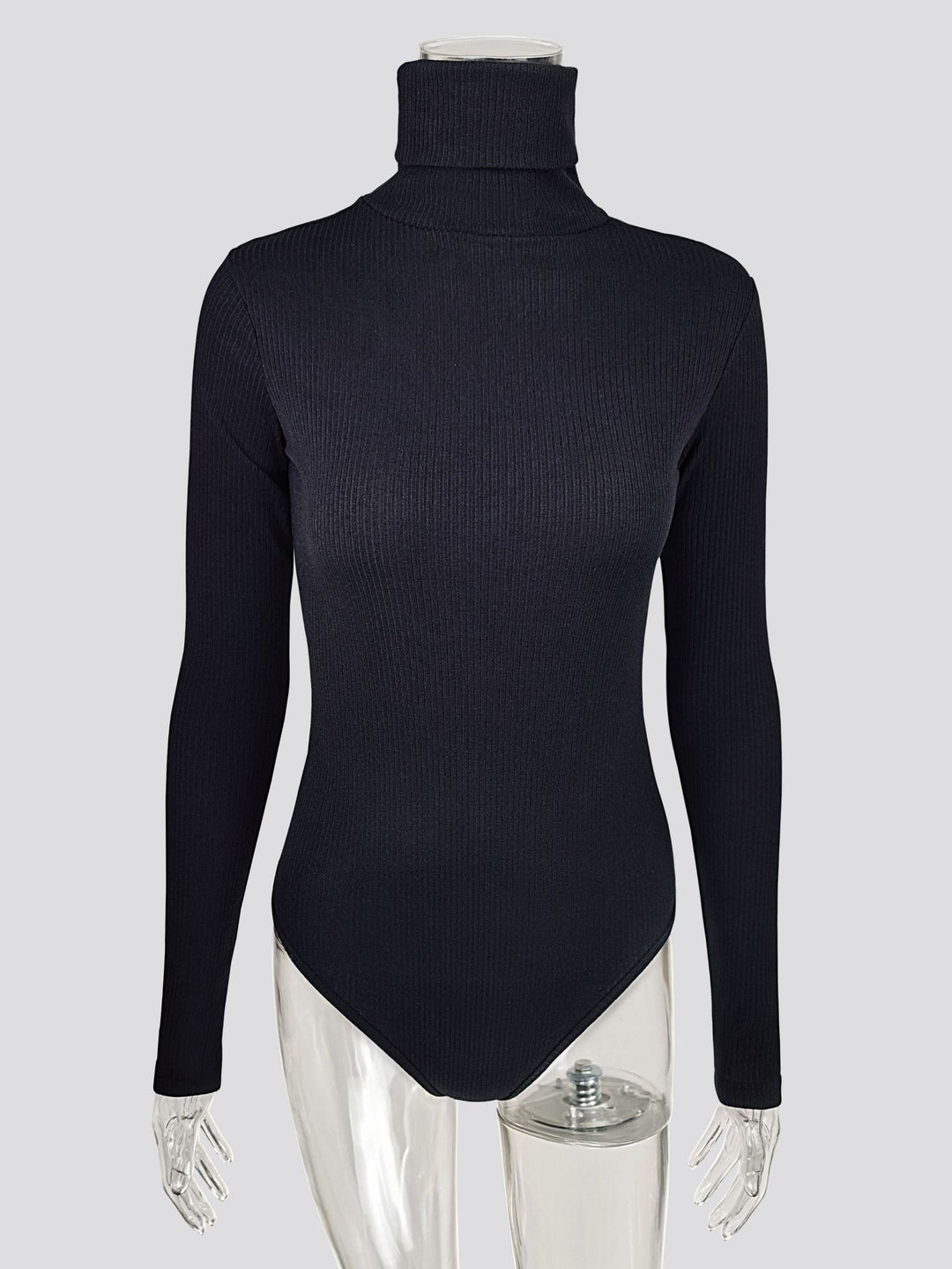 Damen Figurbetontes Langarmbody mit hohem Kragen EB