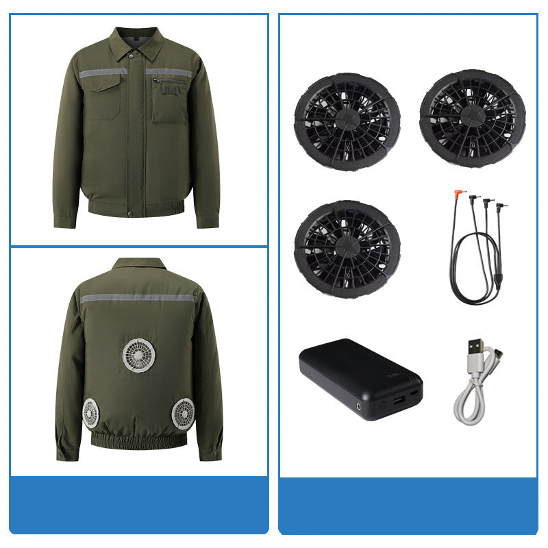 Herren nan belüftete Arbeitsjacke mit integrierten USB-Lüftern und externem Akkufach EB