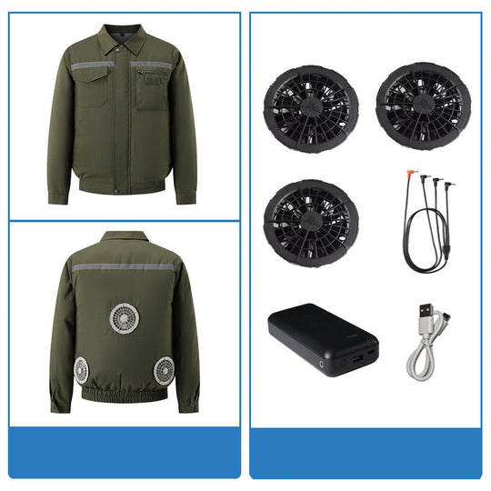 Herren nan belüftete Arbeitsjacke mit integrierten USB-Lüftern und externem Akkufach EB