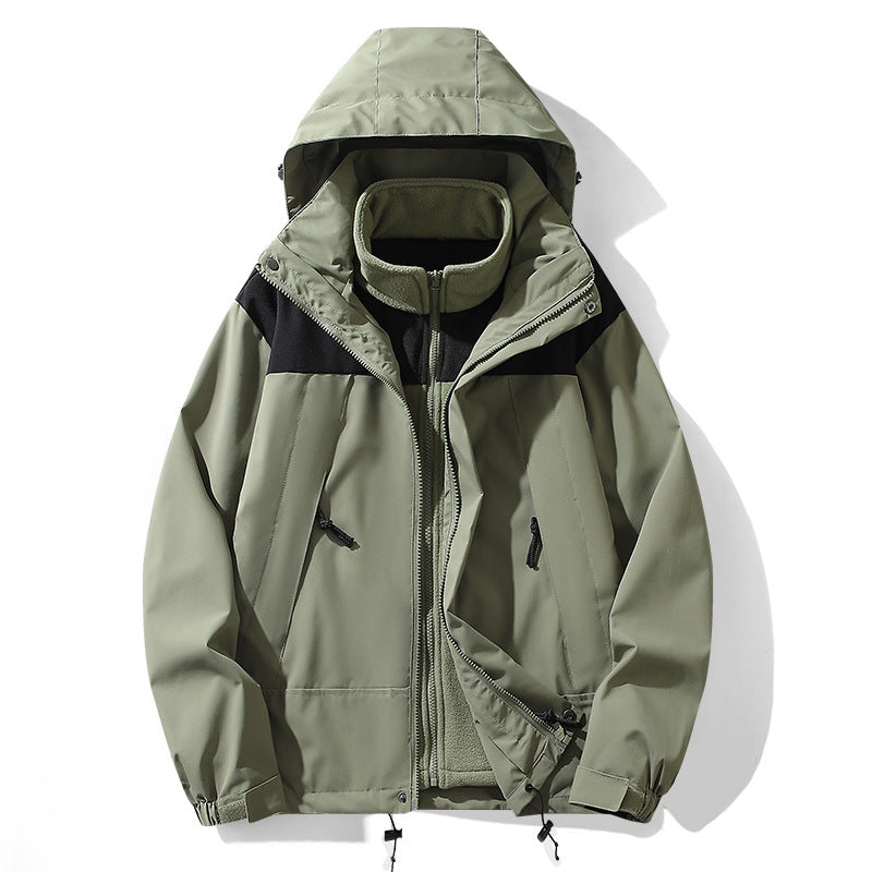 Herren funktionale Outdoor-Softshelljacke mit herausnehmbarer Fleece-Innenjacke, wind- und wasserabweisender Membran und verstellbarer Kapuze EB