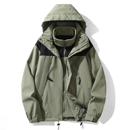 Herren funktionale Outdoor-Softshelljacke mit herausnehmbarer Fleece-Innenjacke, wind- und wasserabweisender Membran und verstellbarer Kapuze EB