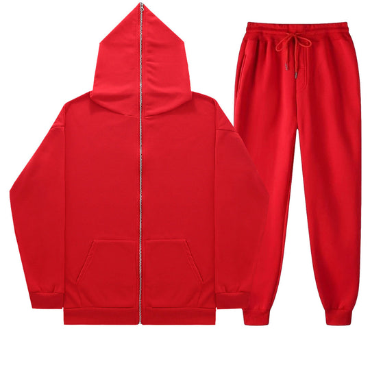 Unisex nan leichter French-Terry Zip-Hoodie und tapered Jogginghose Set mit Raglanärmeln, Kängurutasche und elastischem Komfortbund EB