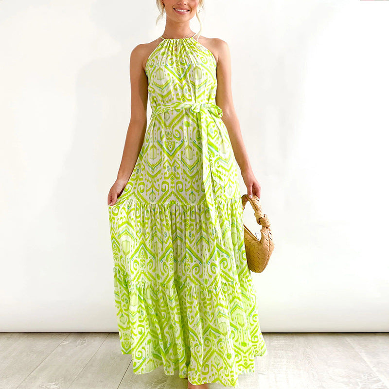 Damen Sommerliches Maxikleid mit floralem Muster und luftigen Rüschendetails EB
