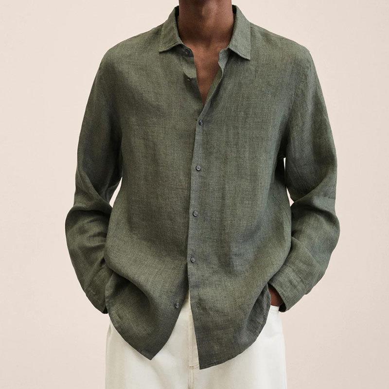 Herren nan leichtes Leinenhemd mit klassischem Kragen und lässigem Relaxed Fit EB