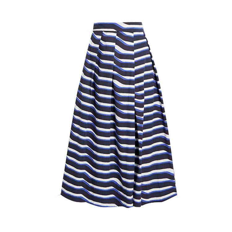Damen Bandeau Badeanzug mit dekorativen Schleifen und gestreiftem Maxiröckchen EB