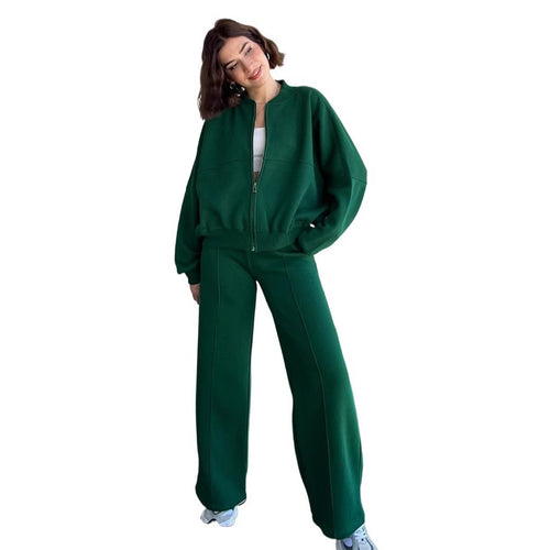 Damen lässiges Freizeit-Set aus weichem Sweatstoff mit hohem Kragen und weitem Schnitt EB