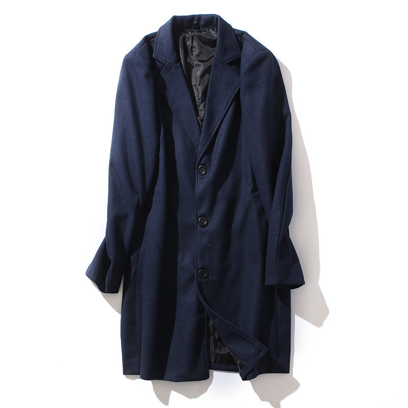 Herren nan taillierter Wollmantel mit schmaler Silhouette, klassischem Revers und verdeckter Knopfleiste EB