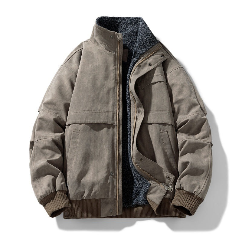 Herren gefütterte Winterjacke mit Teddyfutter, winddichter Außenhülle und bomber-inspirierter Passform EB