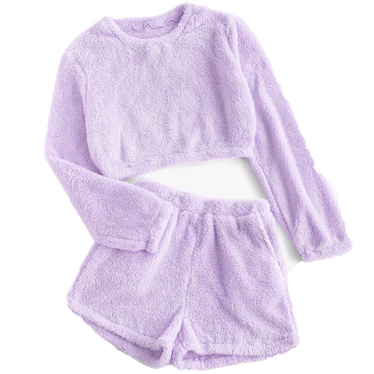 Damen Kuschelige Plüsch-Pyjama-Set EB