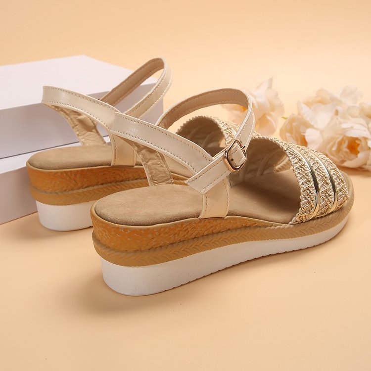 Damen Moderne Riemchen-Plateausandalen mit Glitzerapplikationen EB