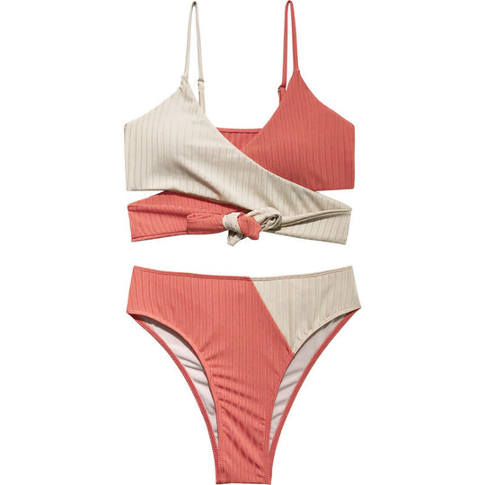 Damen Rippmuster Bikini-Set mit verstellbaren Trägern EB
